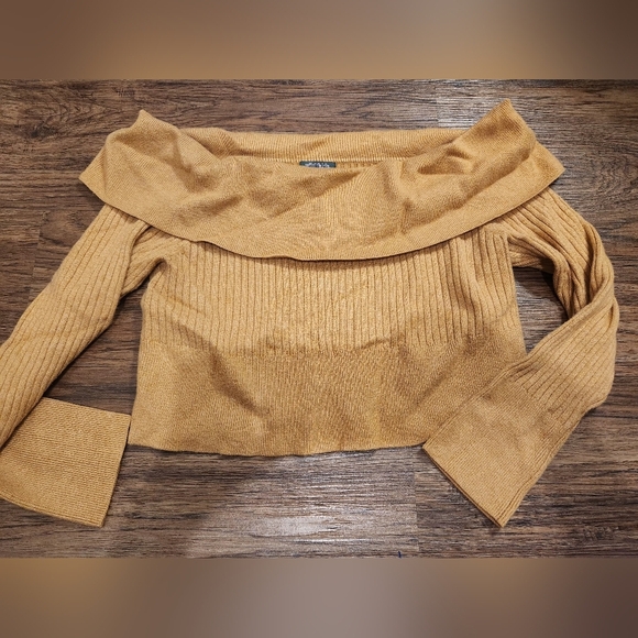 Wild Fable Off-Shoulder Tan Sweater - Picture 1 of 3